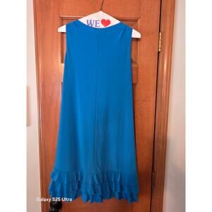 Flowy Teal Blue Ruffle-Hem A-Line Dress – US 10